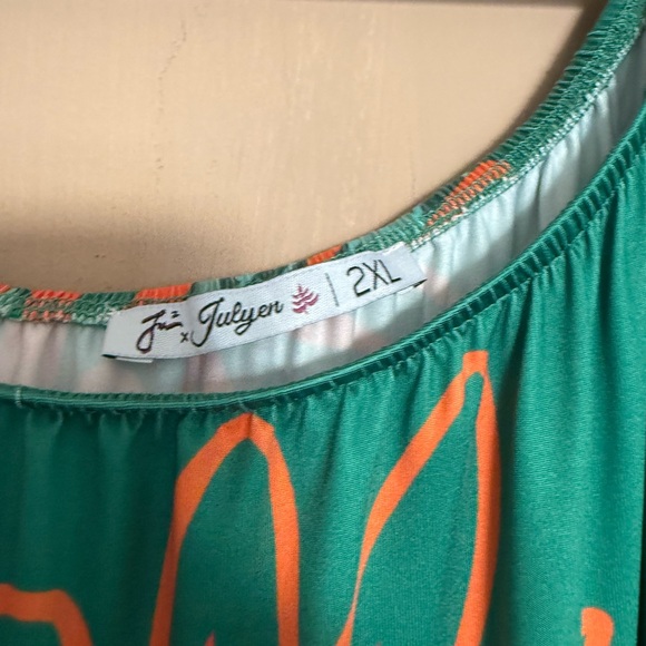 JuJu Vibrant Green and Orange Maxi Dress - Picture 2 of 3